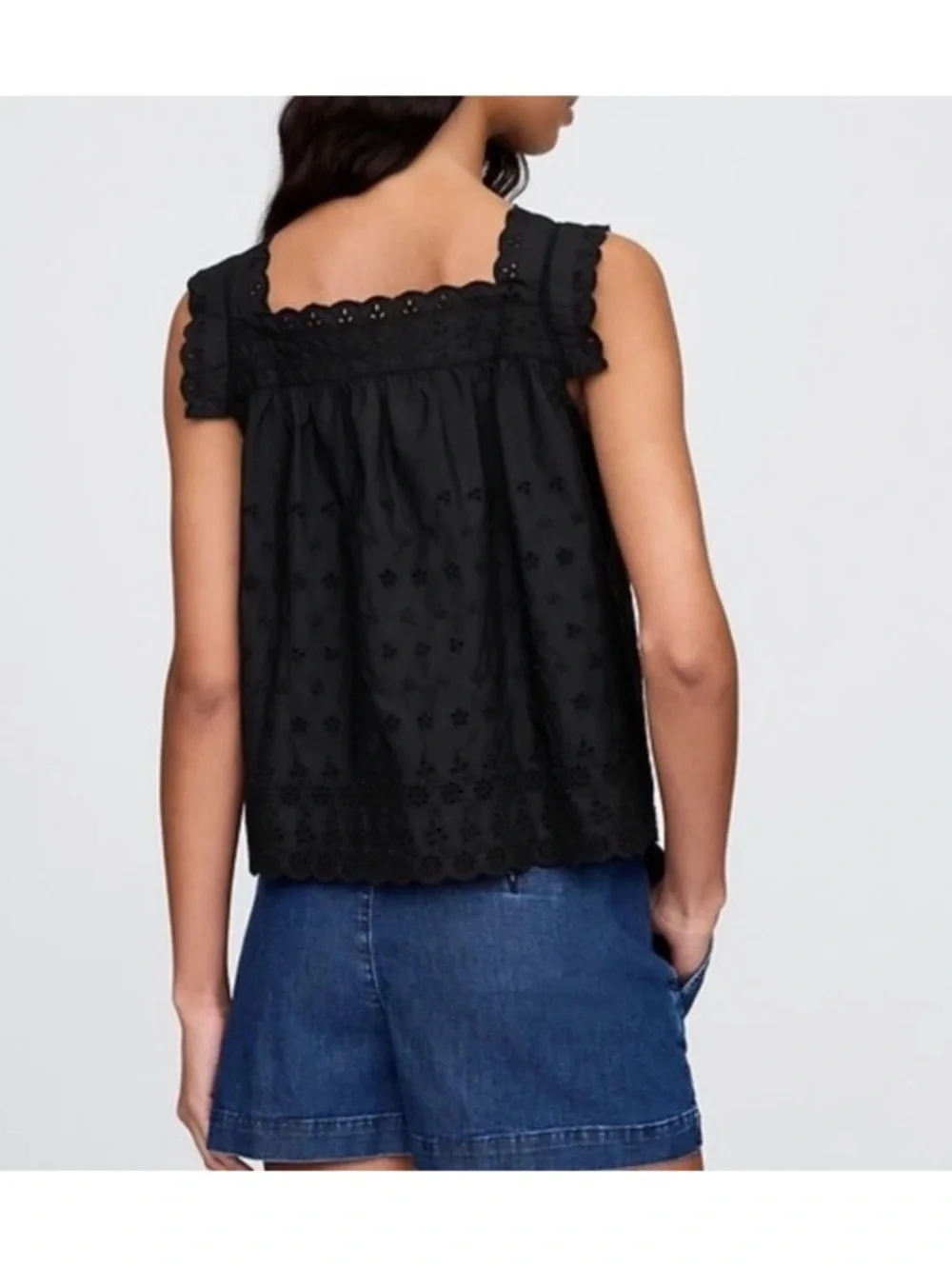 Gap × DÔEN Eyelet Top Black Coquette Cottagecore Size XS NWT - Picture 5 of 7